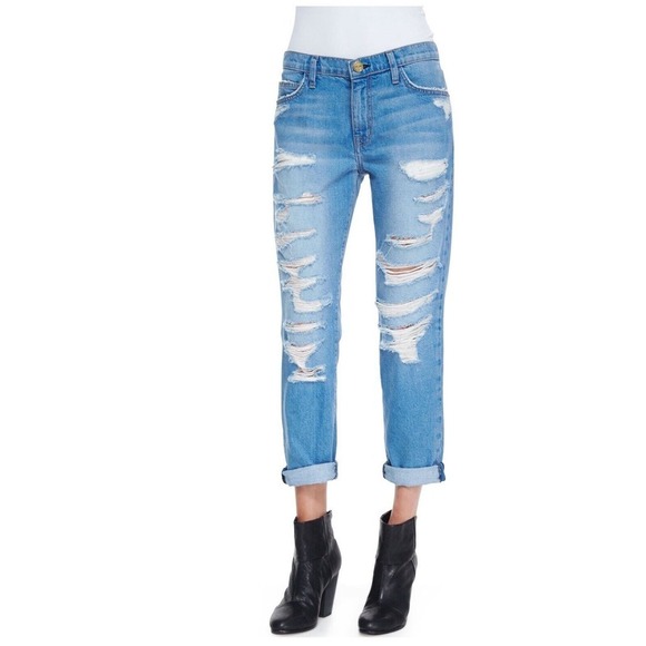 - Current Elliott Womens 30 Fling Tattered Destroy Boyfriend Jeans Medium … - Picture 1 of 6
